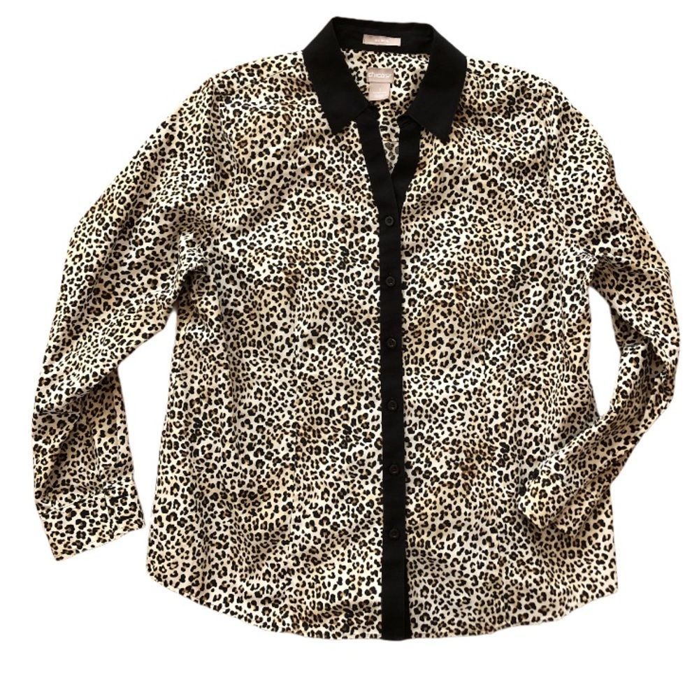CHICO’S NO IRON‎ LEOPARD BLOUSE 1 M